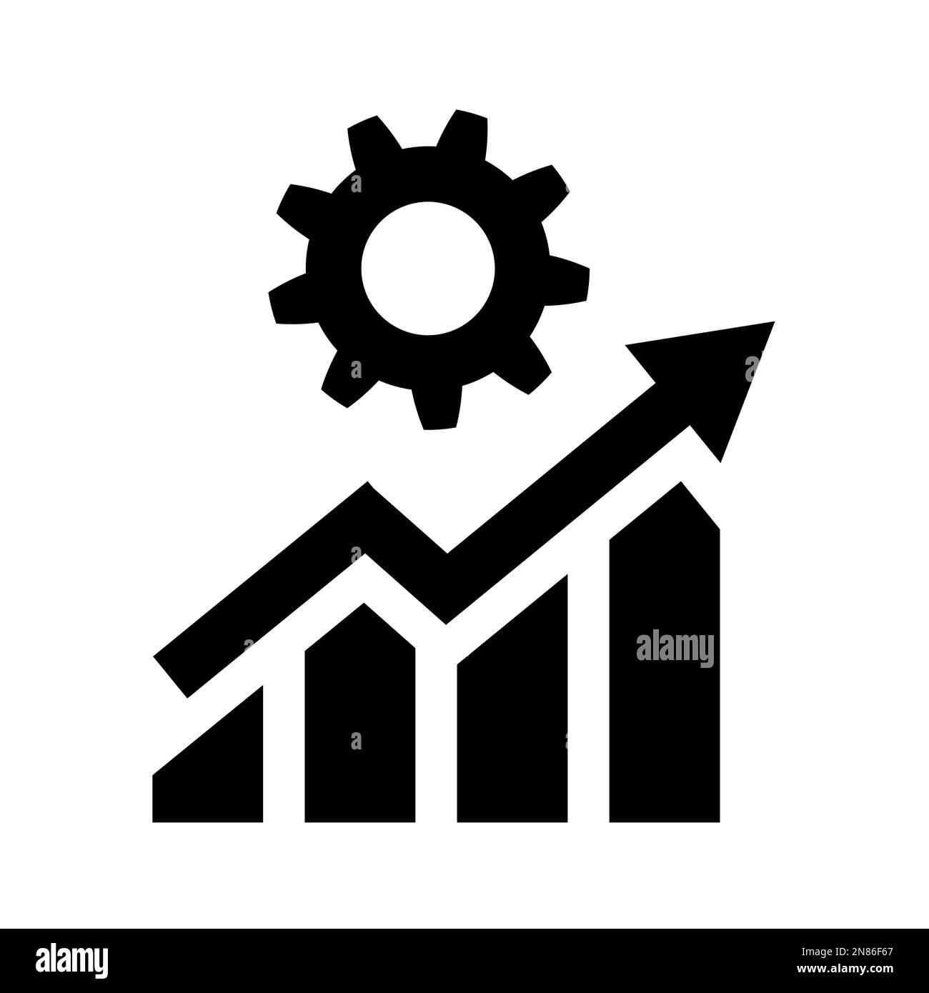 Productivity performance icon. Chart, gear symbol Stock Vector