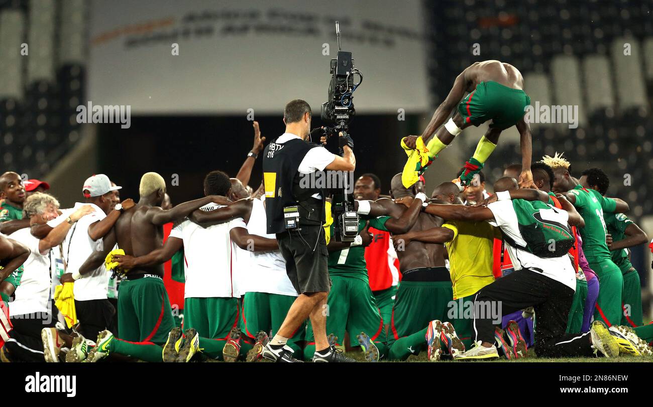 Burkina Faso team celebrates winning their African Cup of Nations