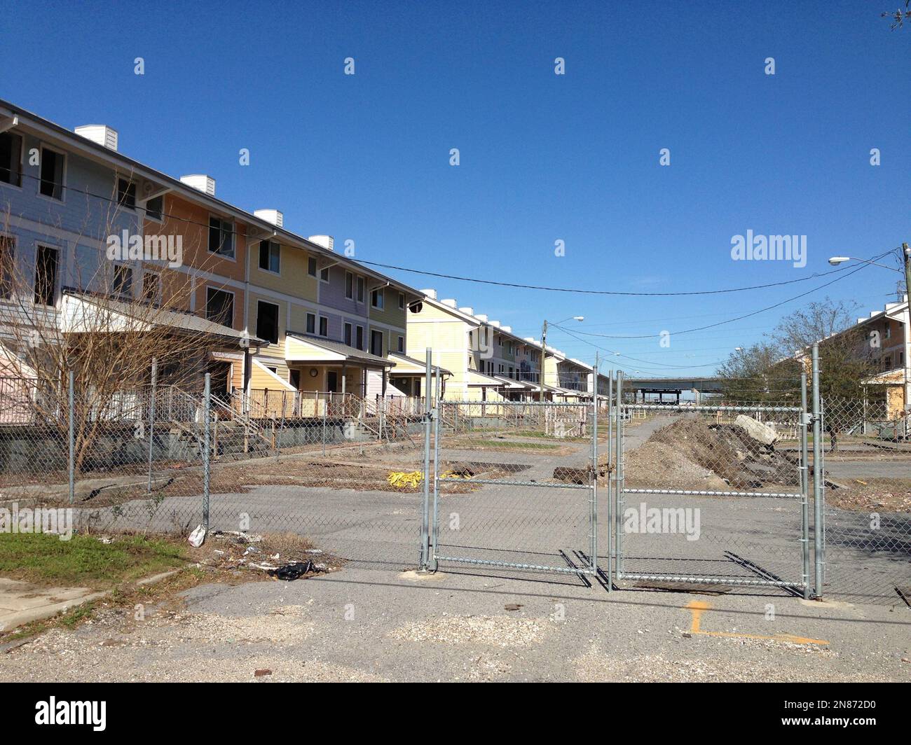 An abandoned housing project in New Orleans' Ninth Ward is pictured Friday, Feb. 1, 2013. Some