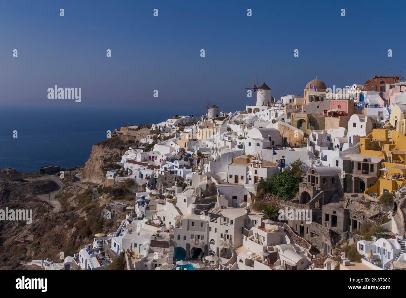 sight of Oia village on Santorini island in Greece Stock Photo