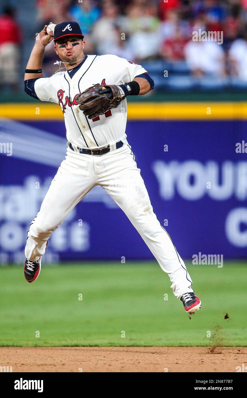 Atlanta Braves Infielder Martin Prado (#14) leaps for the catch. The Mets  defeated the Braves 5-2 in the game at Citifield, Flushing, NY. (Credit  Image: © Anthony Gruppuso/Southcreek Global/ZUMApress.com Stock Photo 