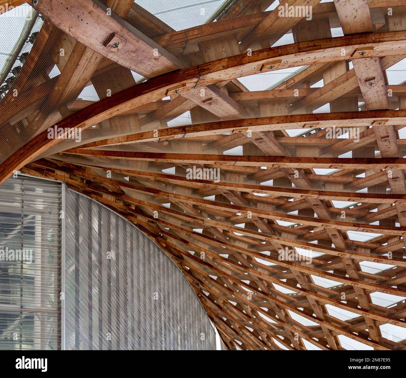 Roof substructure seen at the Centre Pompidou-Metz, a museum of modern and contemporary art in Metz, a city in the Lorraine region in France Stock Photo