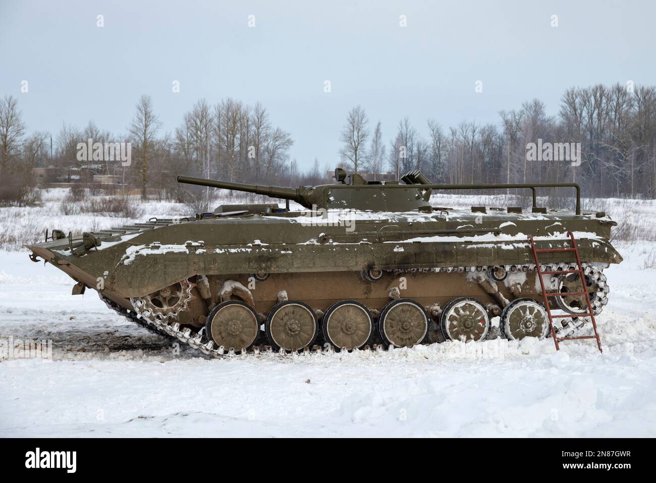 KRASNOE SELO, RUSSIA - FEBRUARY 05, 2023: Infantry Fighting Vehicle (BMP-2) Stock Photo