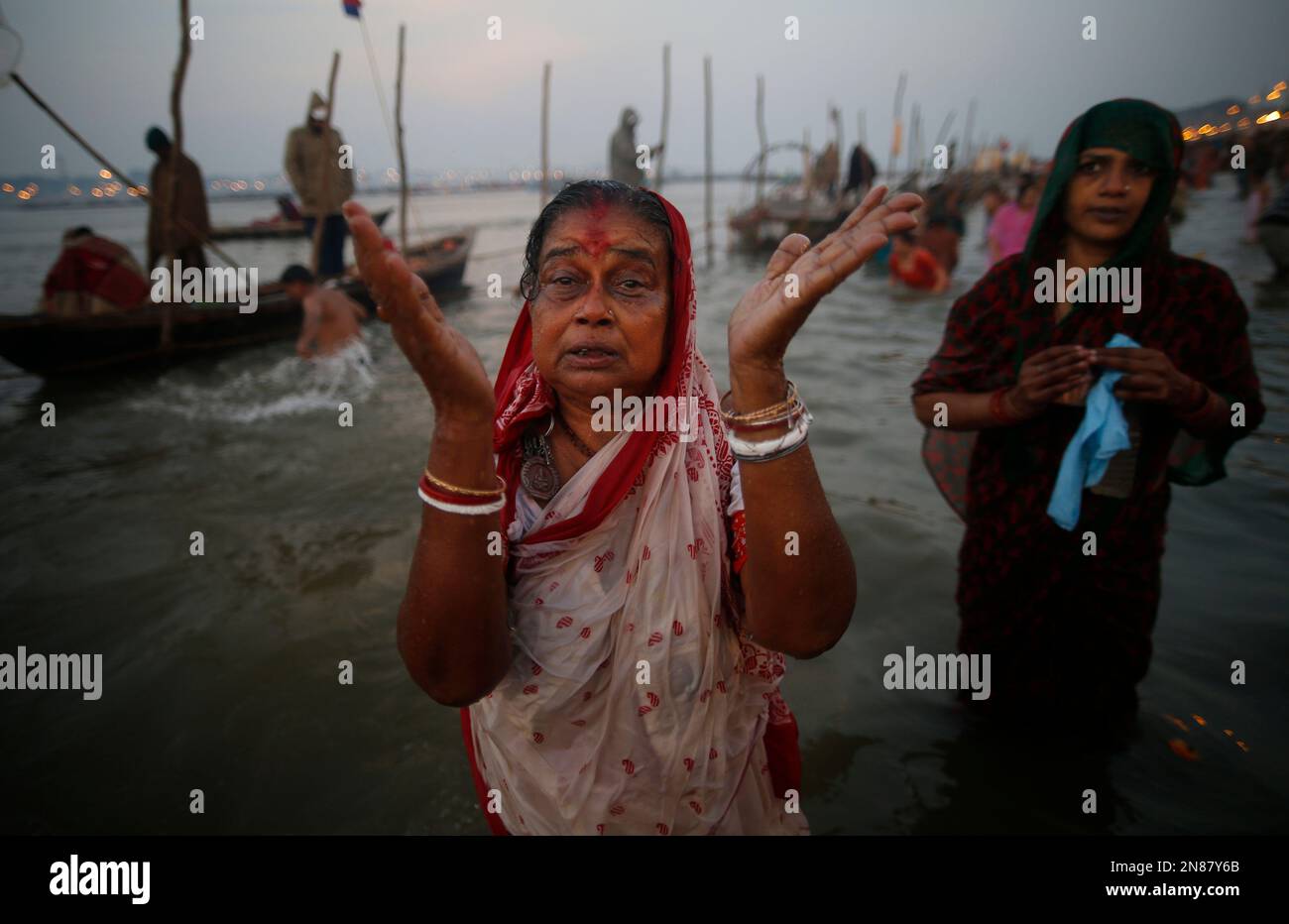 A Hindu devotee prays at 