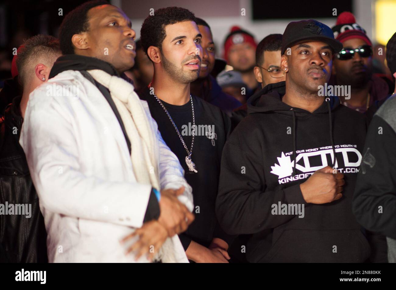 Rappers Drake, centre, and Maestro Fresh-Wes, right, co-host King of ...