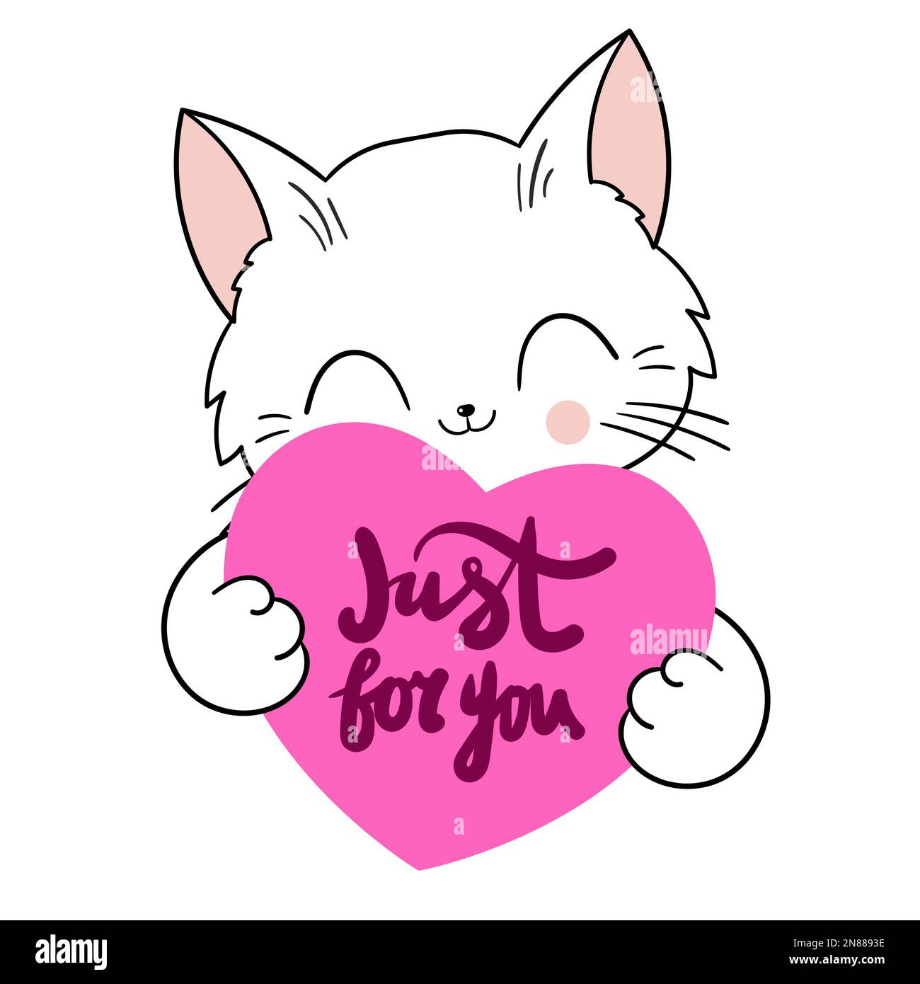 A cat with a heart. Sweet valentine. Vector illustration. Stock Vector