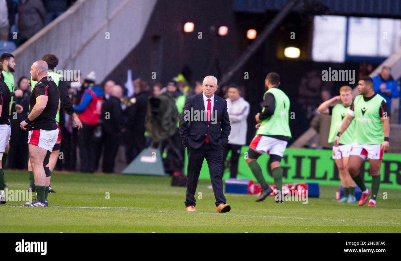 11th February 2023: Guinness Six Nations 2023. Wales coach Warren Gatland before the Scotland v Wales, Guinness Six Nations match at BT Murrayfield,  Edinburgh. Credit: Ian Rutherford Alamy Live News Stock Photo