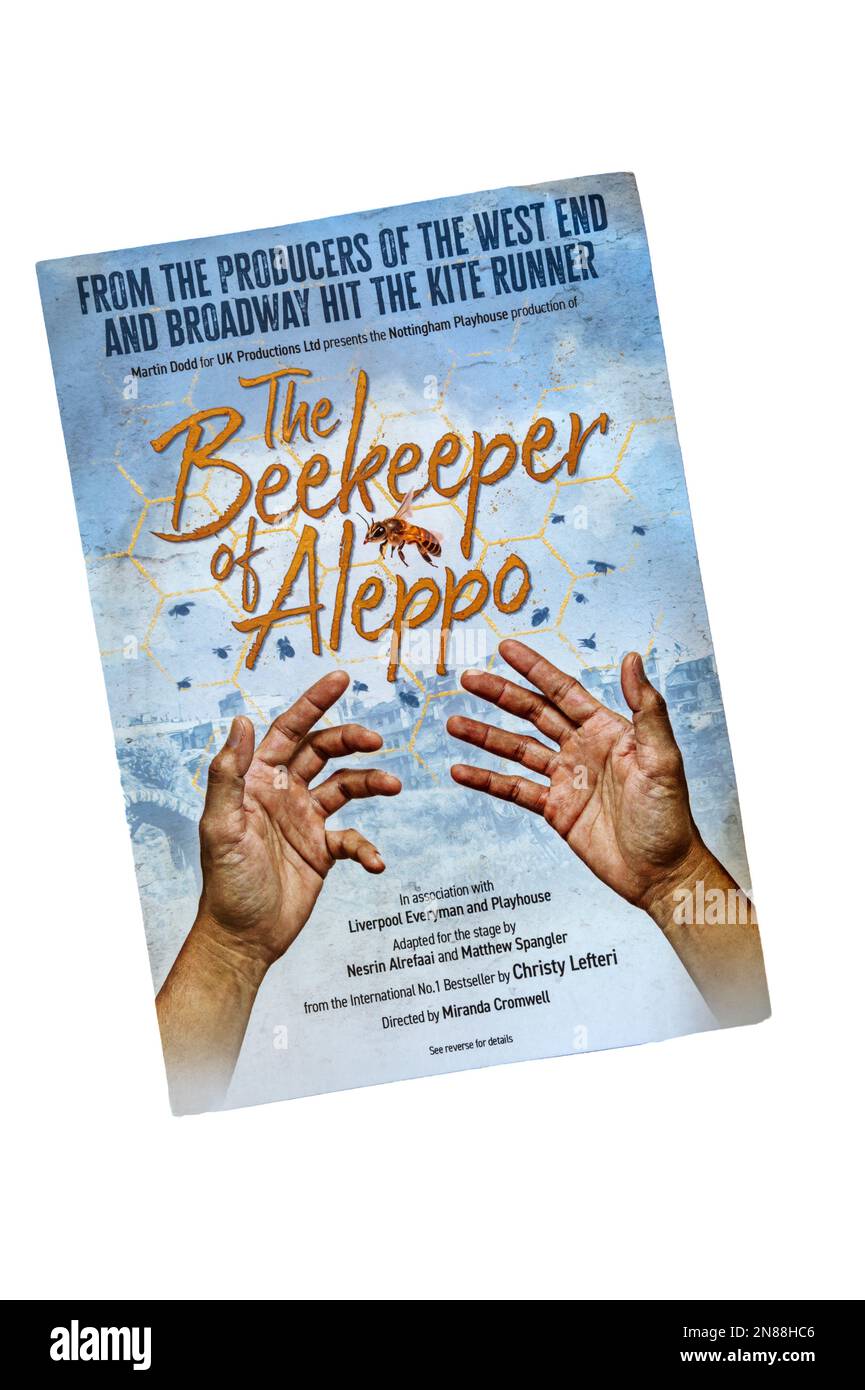 Promotional flyer for Nottingham Playhouse production of The Beekeeper of Aleppo, 2023. Stock Photo