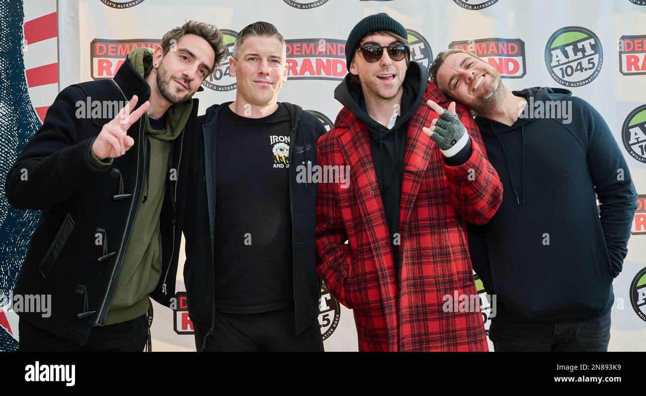 PHILADELPHIA, PA, USA FEBRUARY 04, 2023 All Time Low Pose at ALT 104.5 Winter Jawn at XFinity