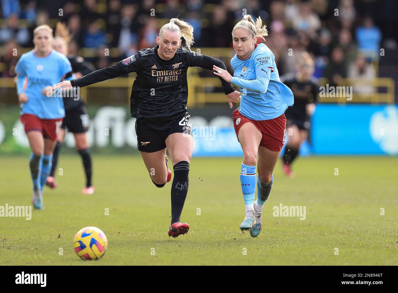 during the Barclays FA Women's Super League match between Manchester City and Arsenal at the Academy Stadium, Manchester on Saturday 11th February 2023. (Photo: Chris Donnelly | MI News) Credit: MI News & Sport /Alamy Live News Stock Photo