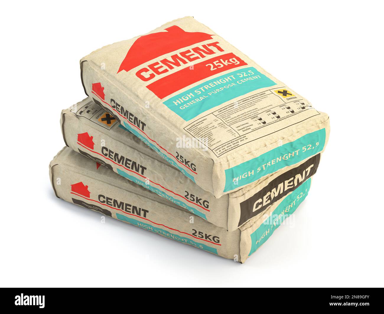 Cement bags o sacks isolated on white. 3d illustration Stock Photo Alamy