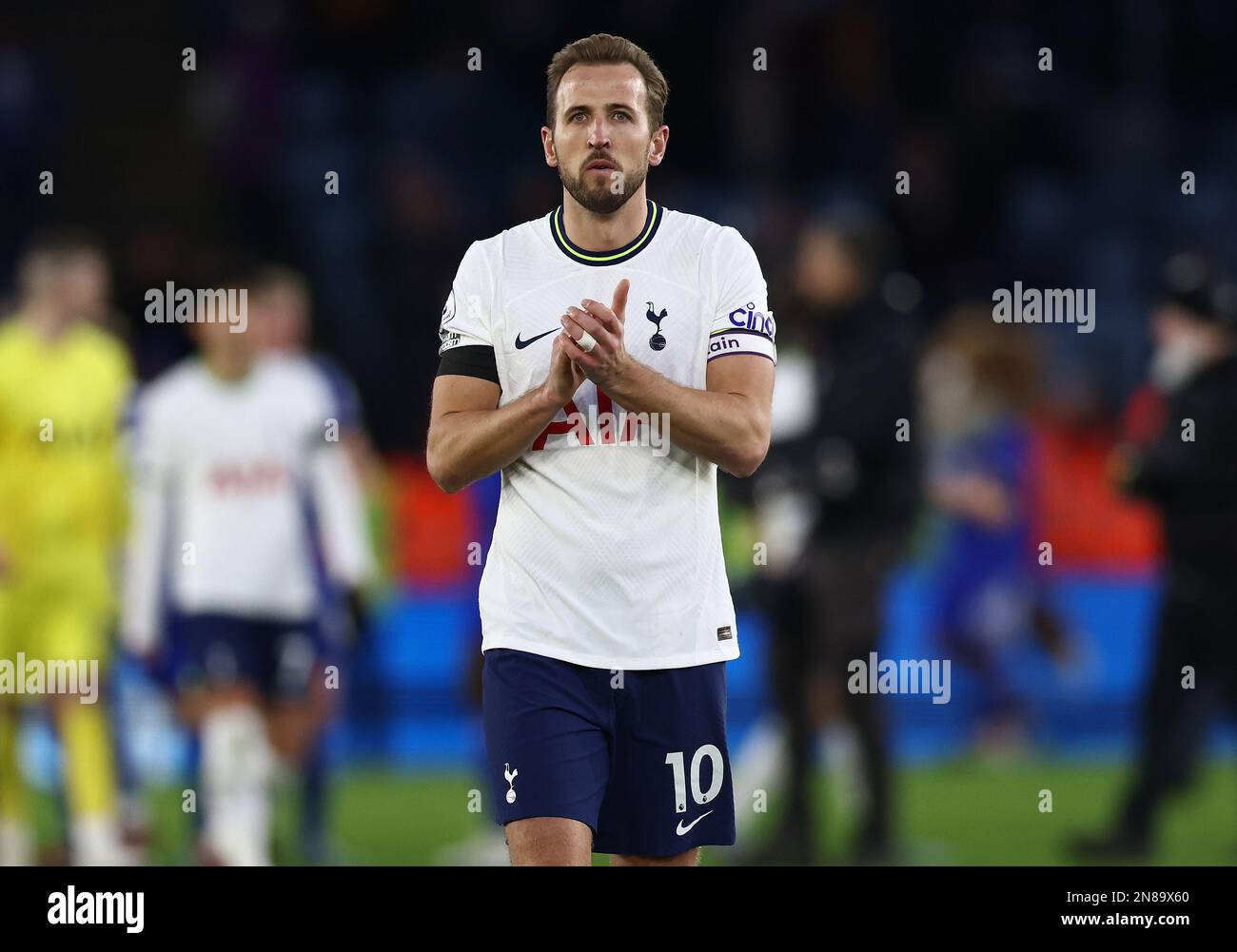 Leicester, England, 11th February 2023.  Harry Kane of Tottenham reacts after the Premier League match at the King Power Stadium, Leicester. Picture credit should read: Darren Staples / Sportimage Credit: Sportimage/Alamy Live News Stock Photo