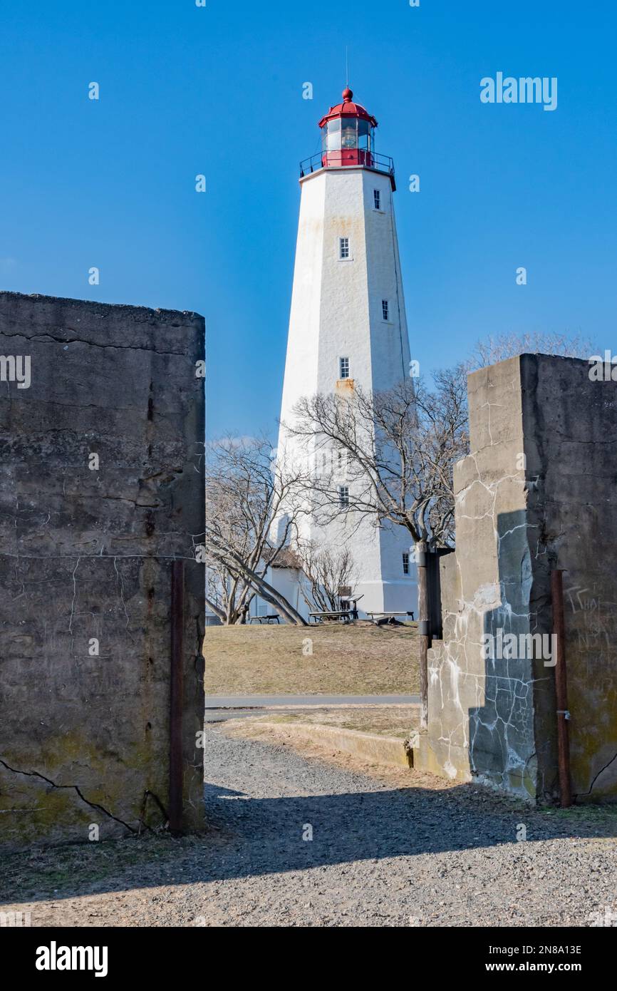 Sandy Hook Lighthouse from the Mortar Battery, New Jersey USA, Fort