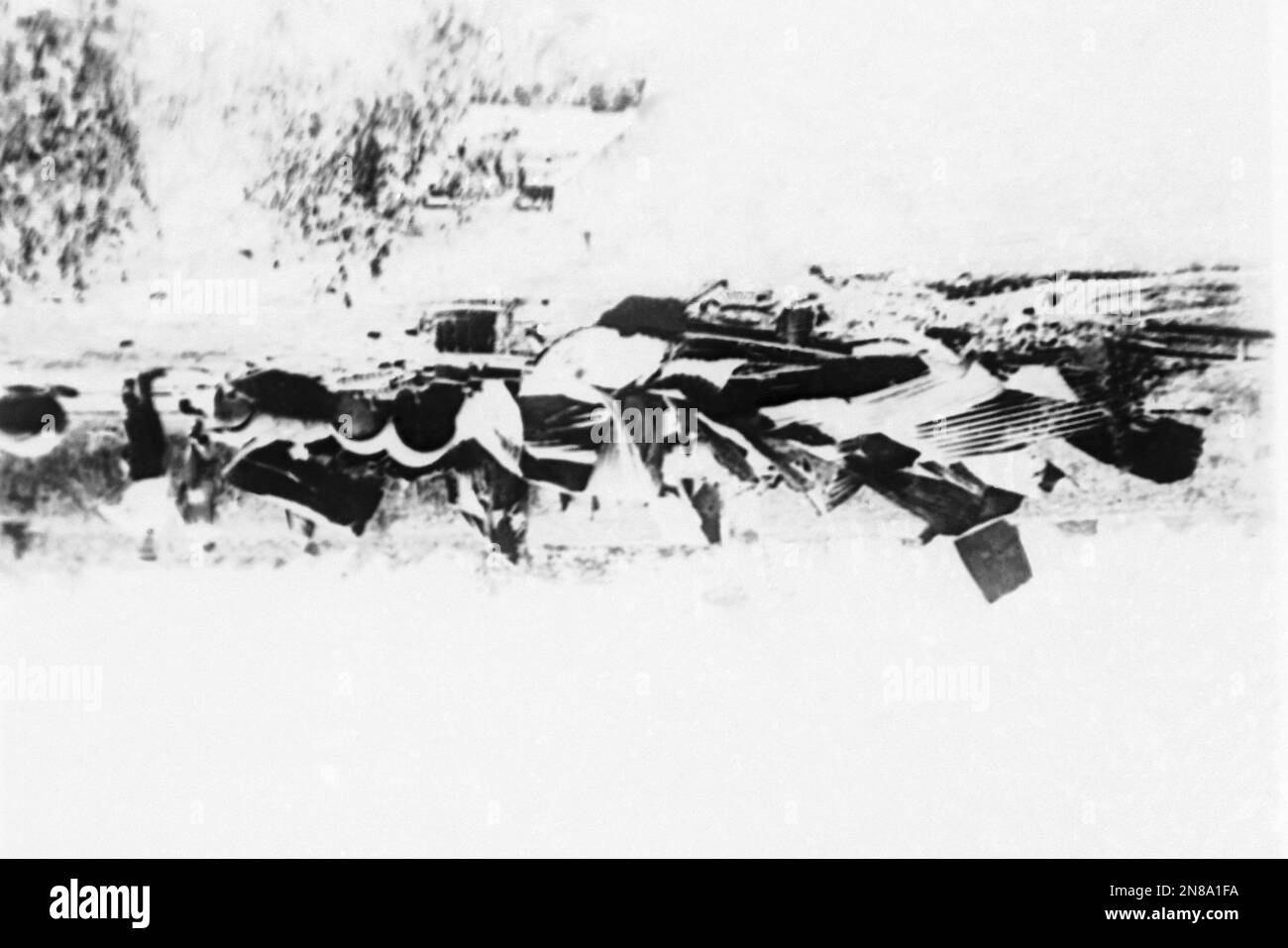 The ruins of a powder house, which was attacked by striking miners, in