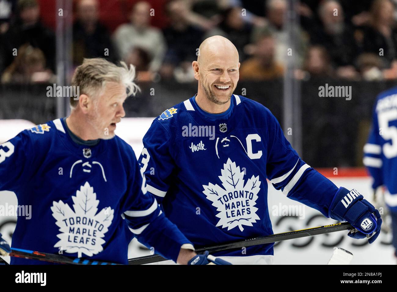 The captain of Torontos veteran team, Mats Sundin (R), during the charity  match Game for Borje between the veteran teams Tre Kronor Legends  (Sweden) and Toronto Maple Leafs Alumni, in Monitor ERP