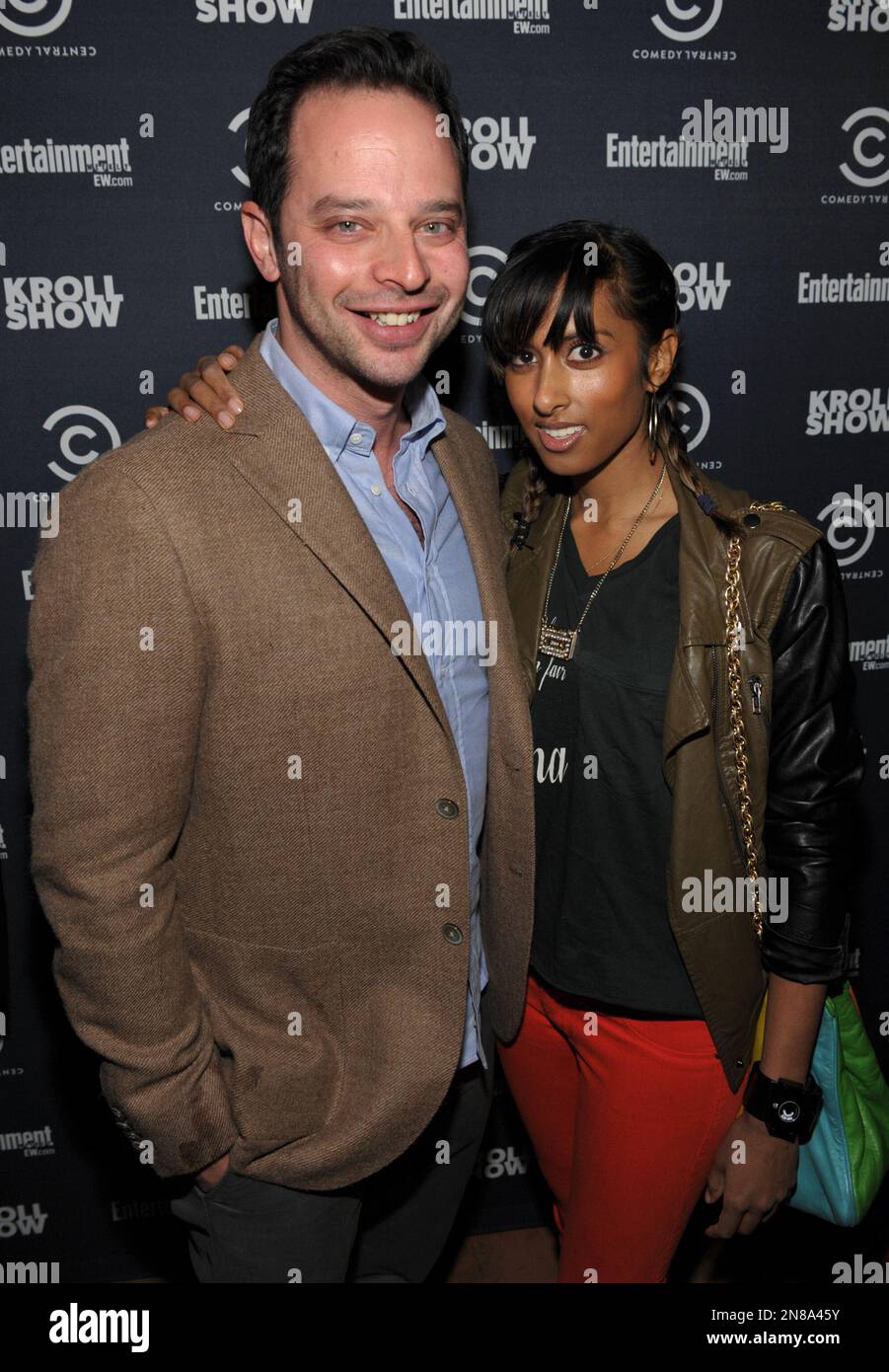 Acto comedian Nick Kroll, left, and singe songwriter Anjulie Persaud