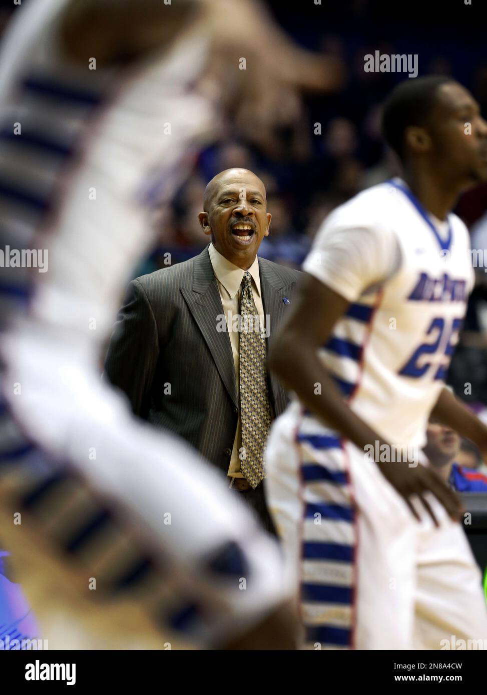 DePaul head coach Oliver Purnell yells at his team during the second ...