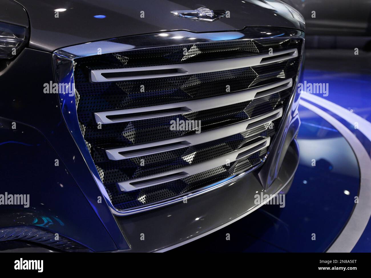 The front grill of the Hyundai HCD14 Genesis Concept is displayed at