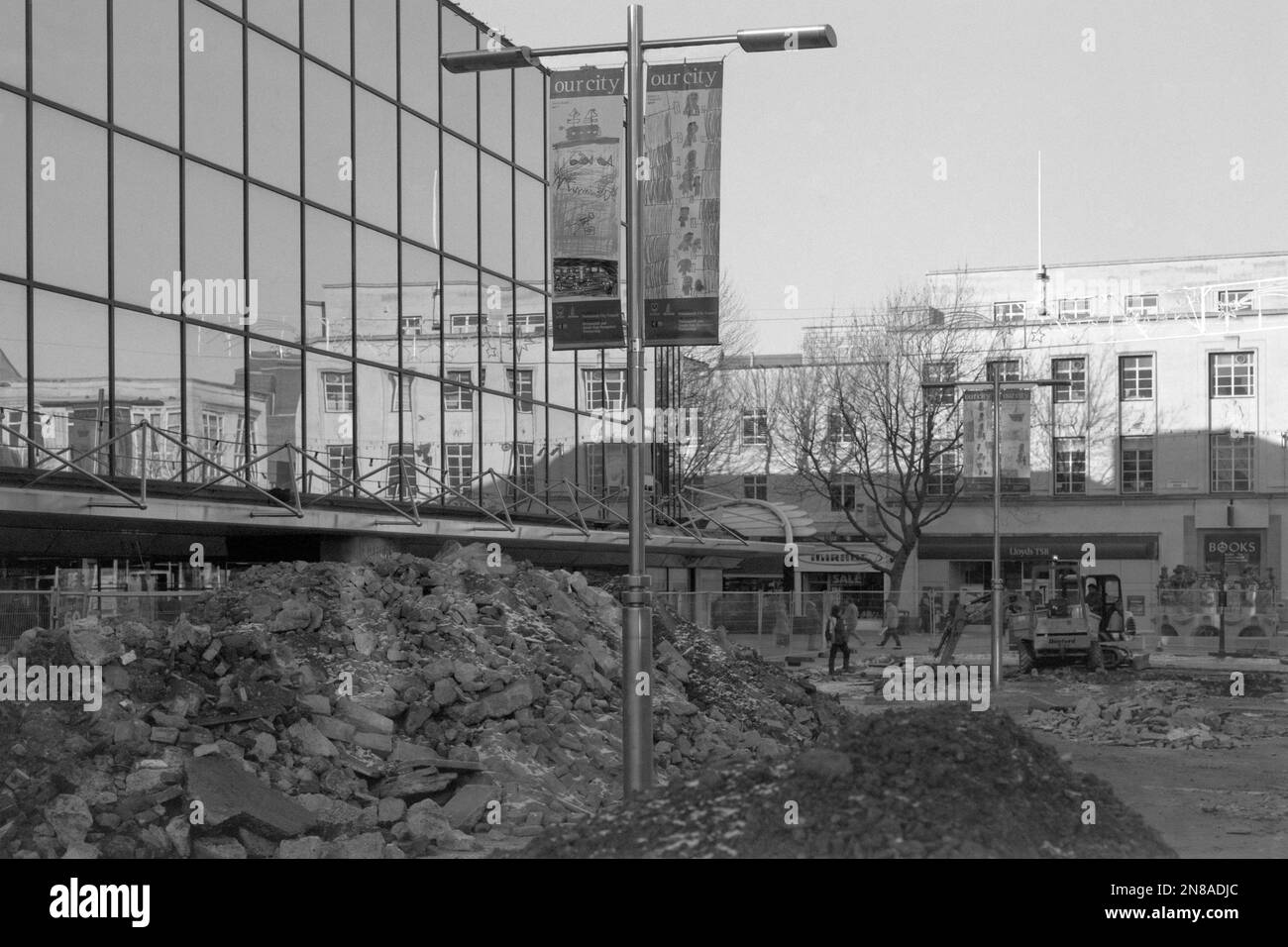 road works during the modernisation pedestrianisation of arundel street