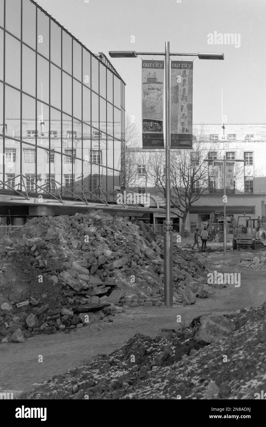 road works during the modernisation pedestrianisation of arundel street