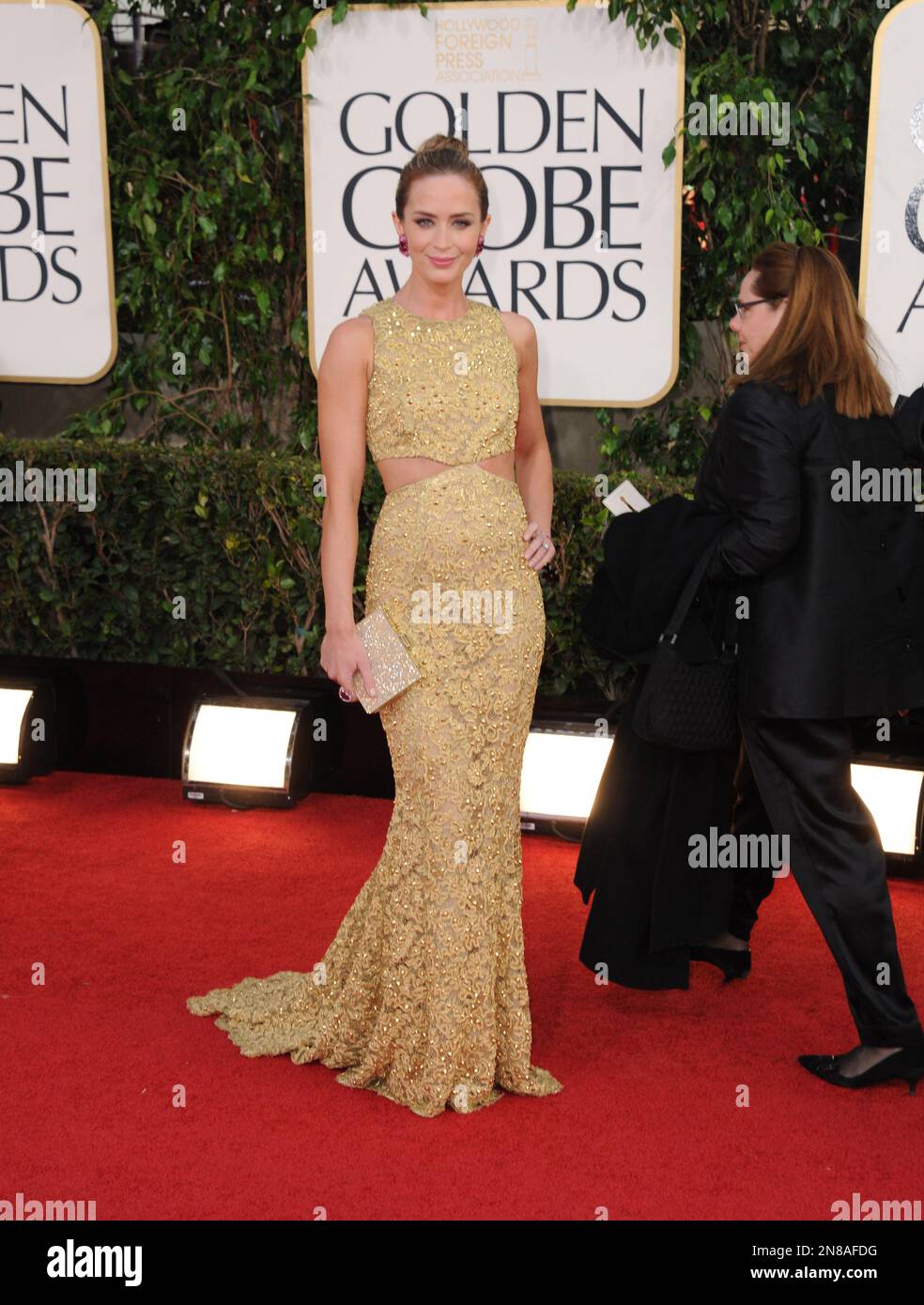 slim fit dress slacks Emily Blunt 2024 Oscars Champagne Sequin Sheath Slit Dress main image 1