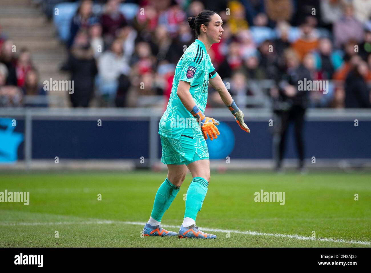 Manuela Zinsberger #1 (GK) during the Barclays FA Women's Super League match between Manchester City and Arsenal at the Academy Stadium, Manchester on Saturday 11th February 2023. (Photo: Mike Morese | MI News) Credit: MI News & Sport /Alamy Live News Stock Photo