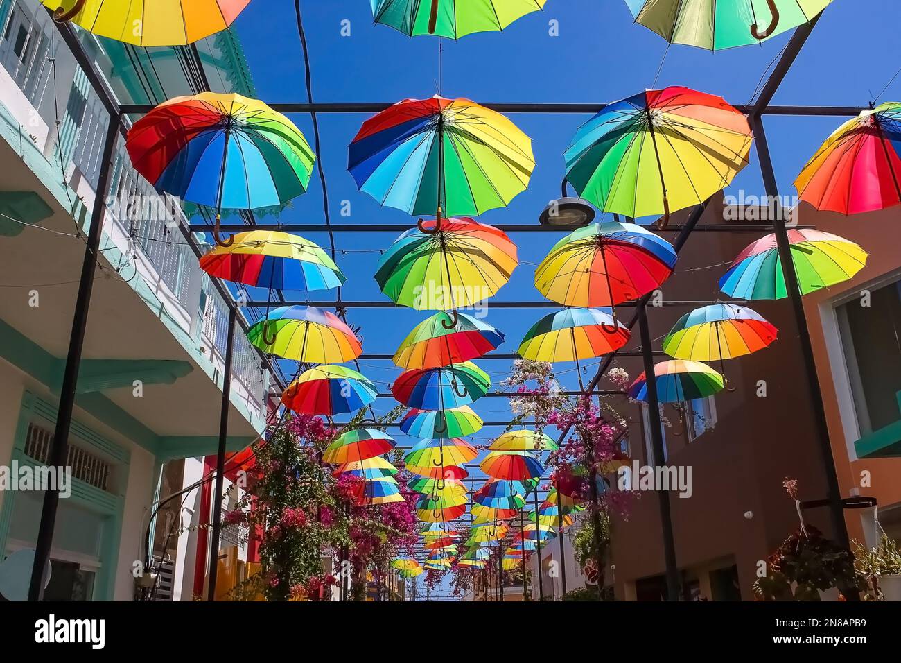 Puerto Plata, Dominican Republic May 4, 2022 Street Umbrellas in