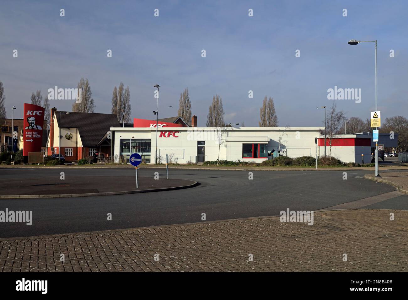 KFC - Kentucky Fried Chicken drive through outlet at Leckwith. Cardiff. Taken February 2023. winter. Stock Photo