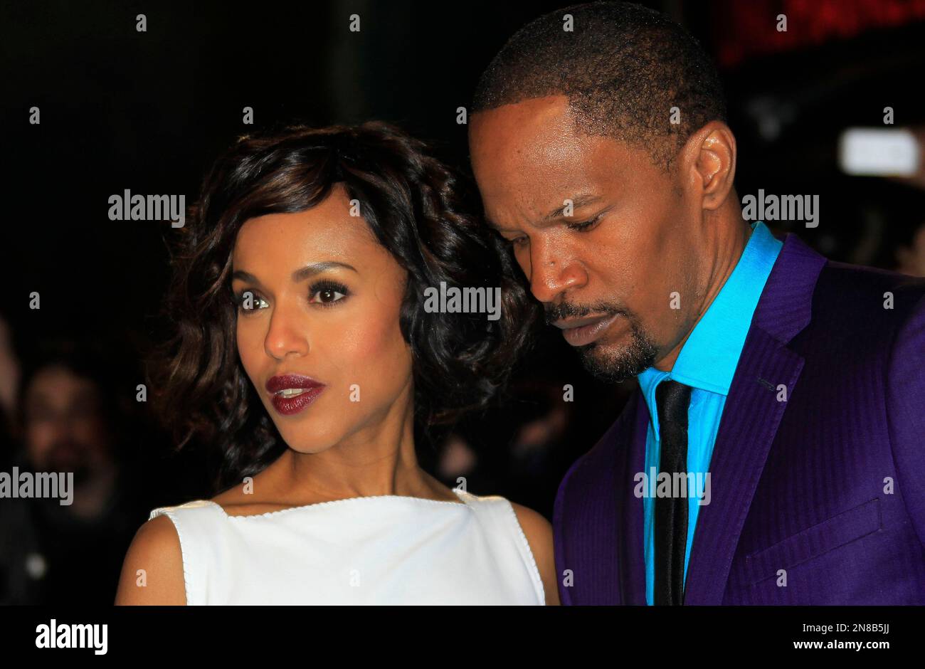 Jamie Foxx and Kerry Washington arrive for the UK Premiere of Django
