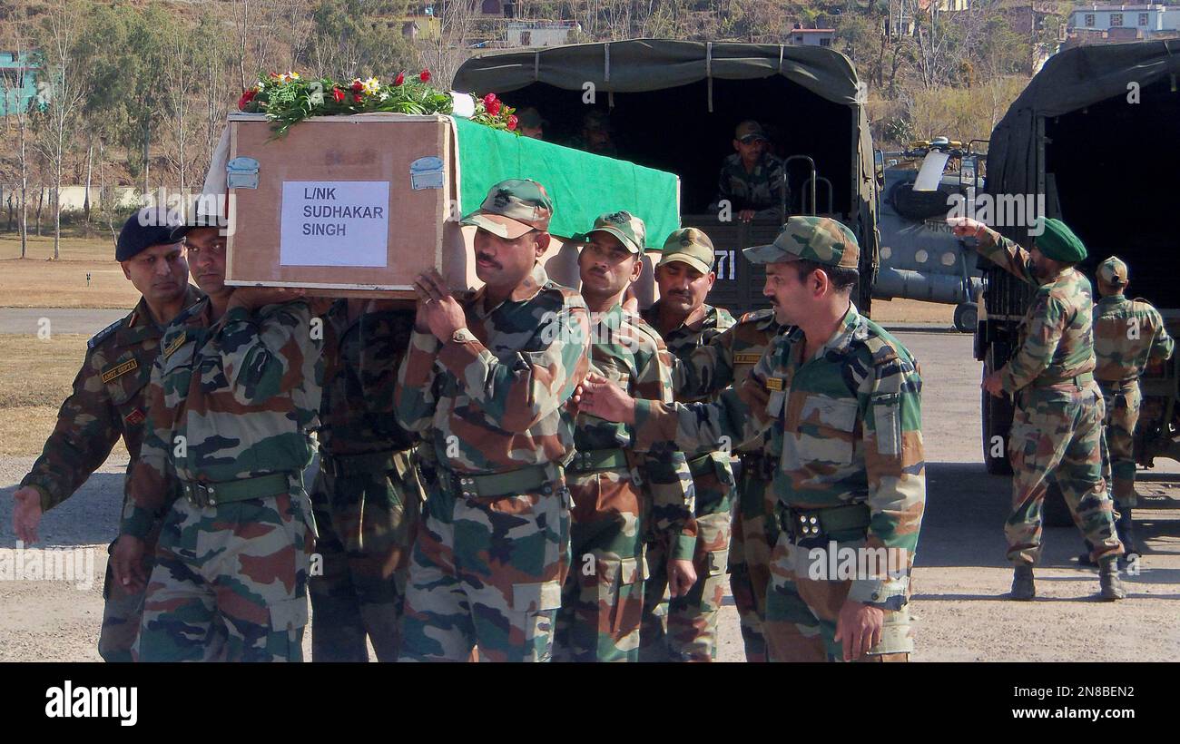 Indian Army Soldiers Carry A Coffin Containing The Body Of A Colleague ...