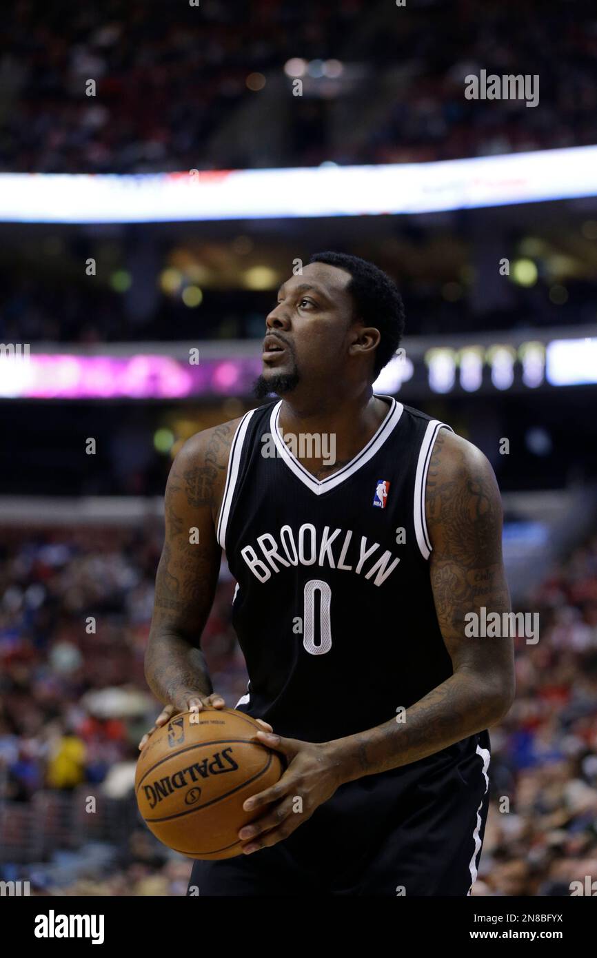Brooklyn Nets' Andray Blatche in action during an NBA basketball game against the Philadelphia 76ers, Tuesday, Jan. 8, 2013, in Philadelphia. (AP Photo/Matt Slocum) Stock Photo