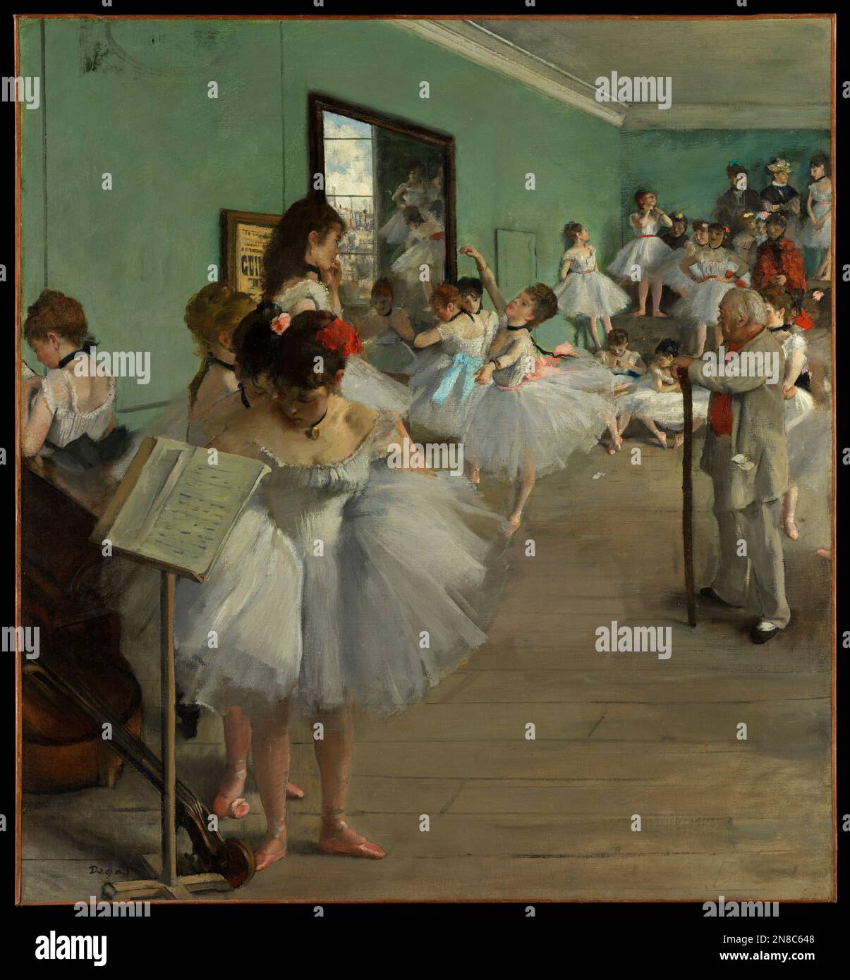 The Dance Class. Edgar Degas. 1874.  The class is being conducted by the famous ballet master, Jules Perrot. Stock Photo