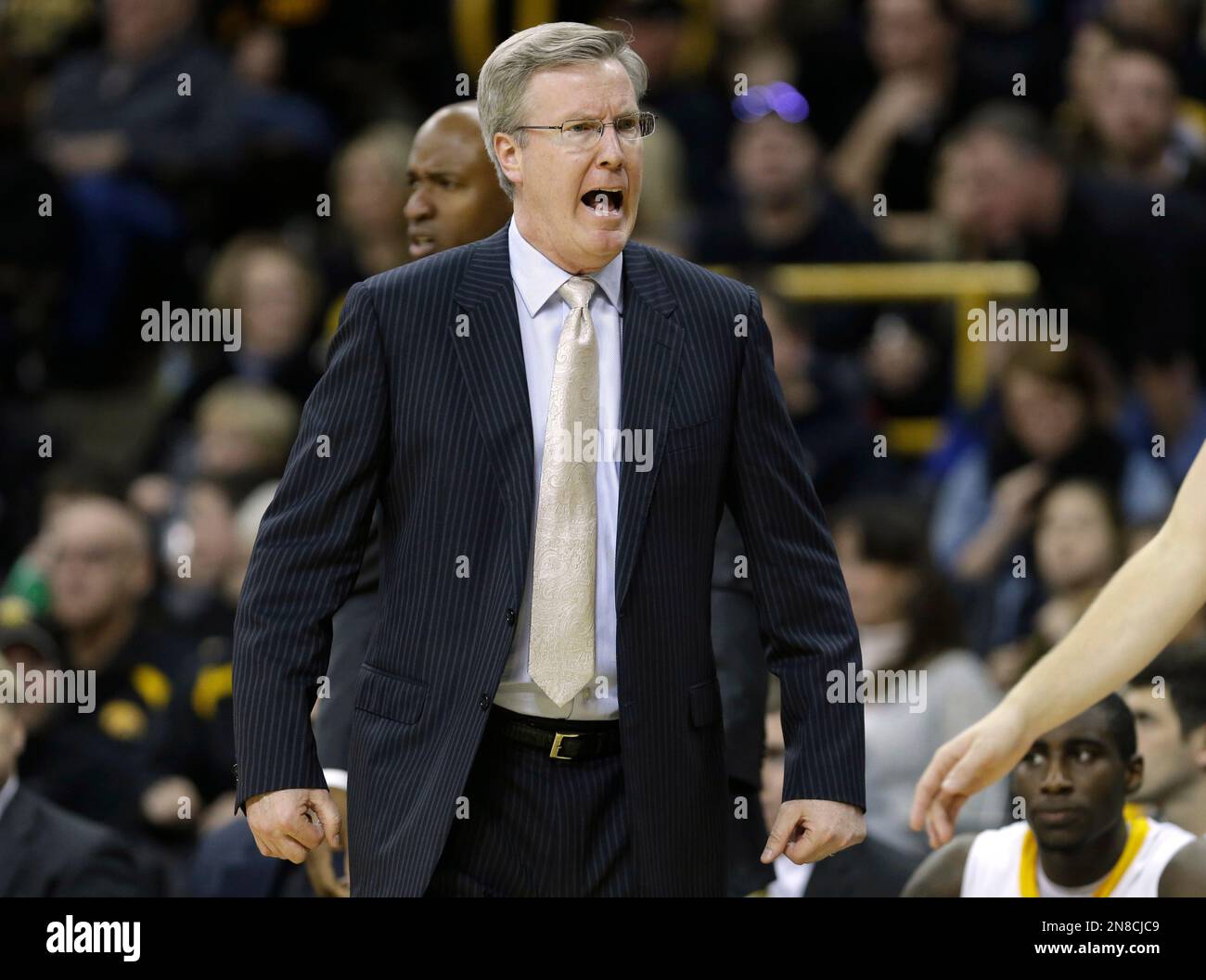 Iowa coach Fran McCaffery reacts during the second half of an NCAA college basketball game