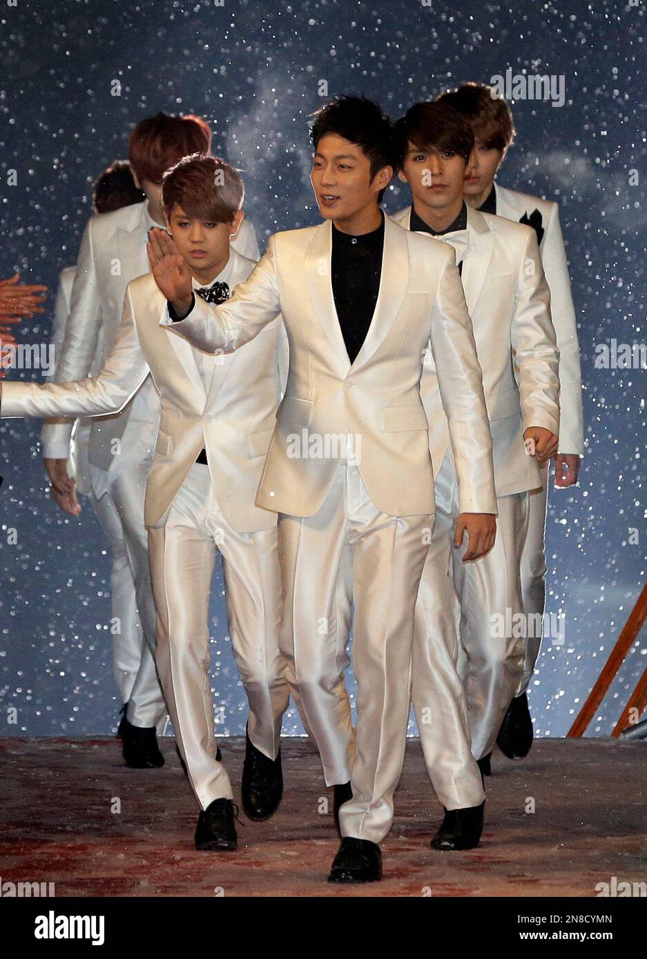 South Korean K-pop boy group Beast members arrive for the SBS Color of