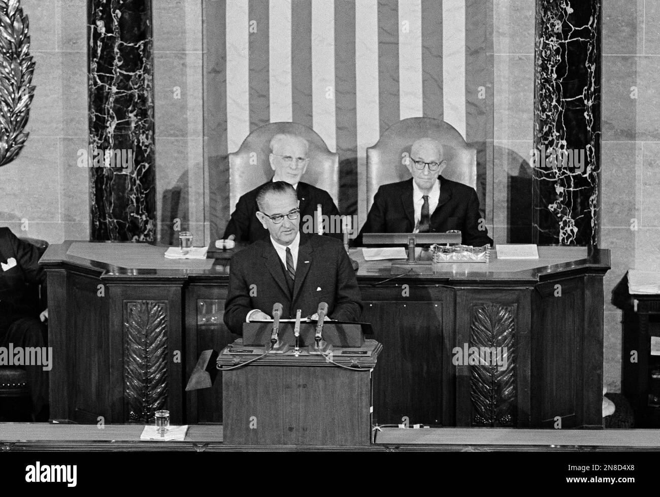 President Lyndon B. Johnson delivers his State of the Union address to ...