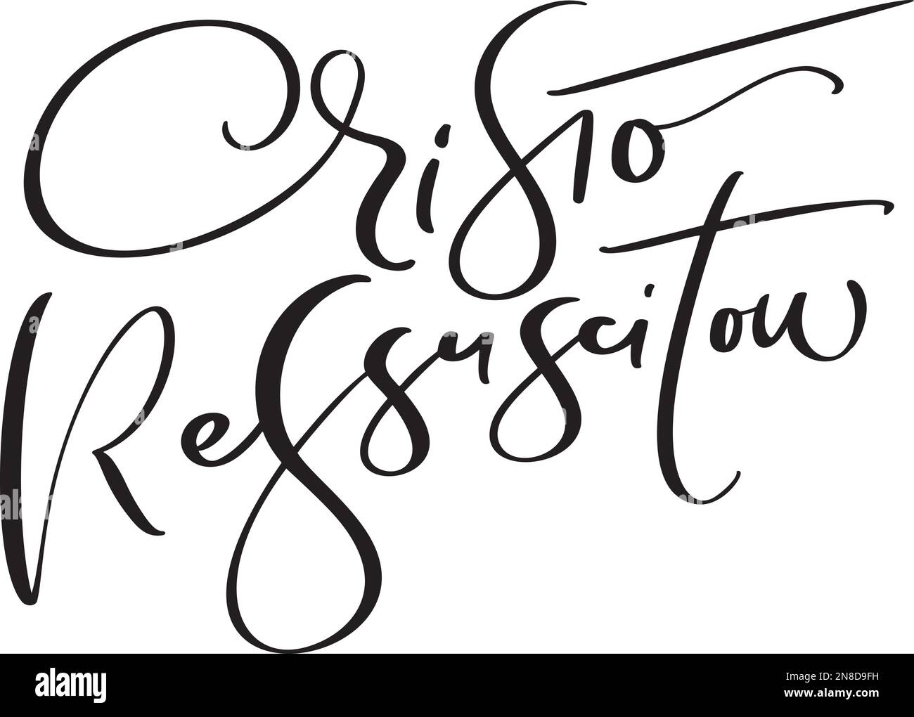 Christ is risen Christian vector lettering text. Hand written Cristo