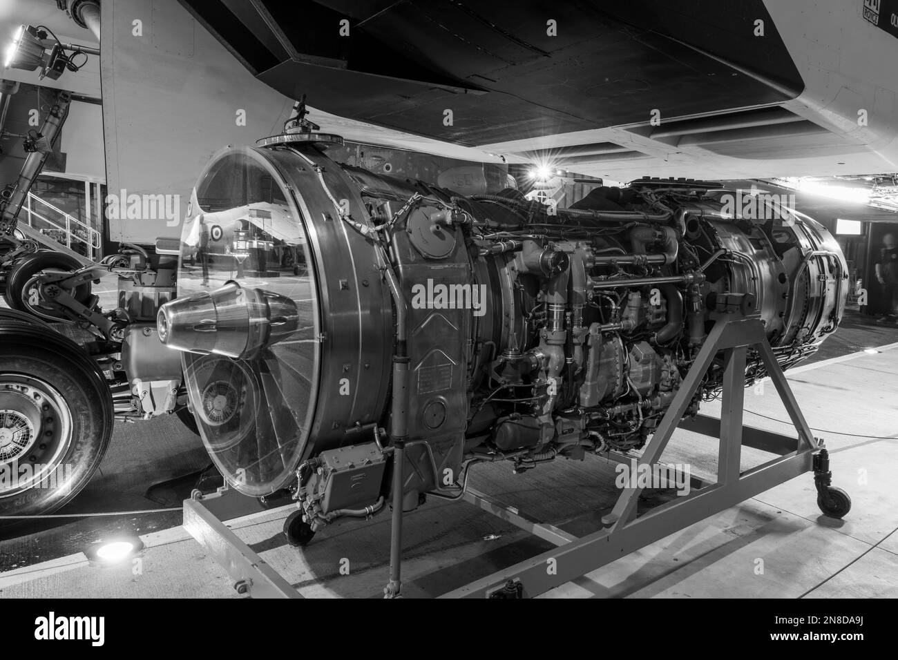 Yeovilton.Somerset.United Kingdom.October 23rd 2022.A Rolls Royce Olympus 593 engine that was developed specifically to power the Concorde is on displ Stock Photo