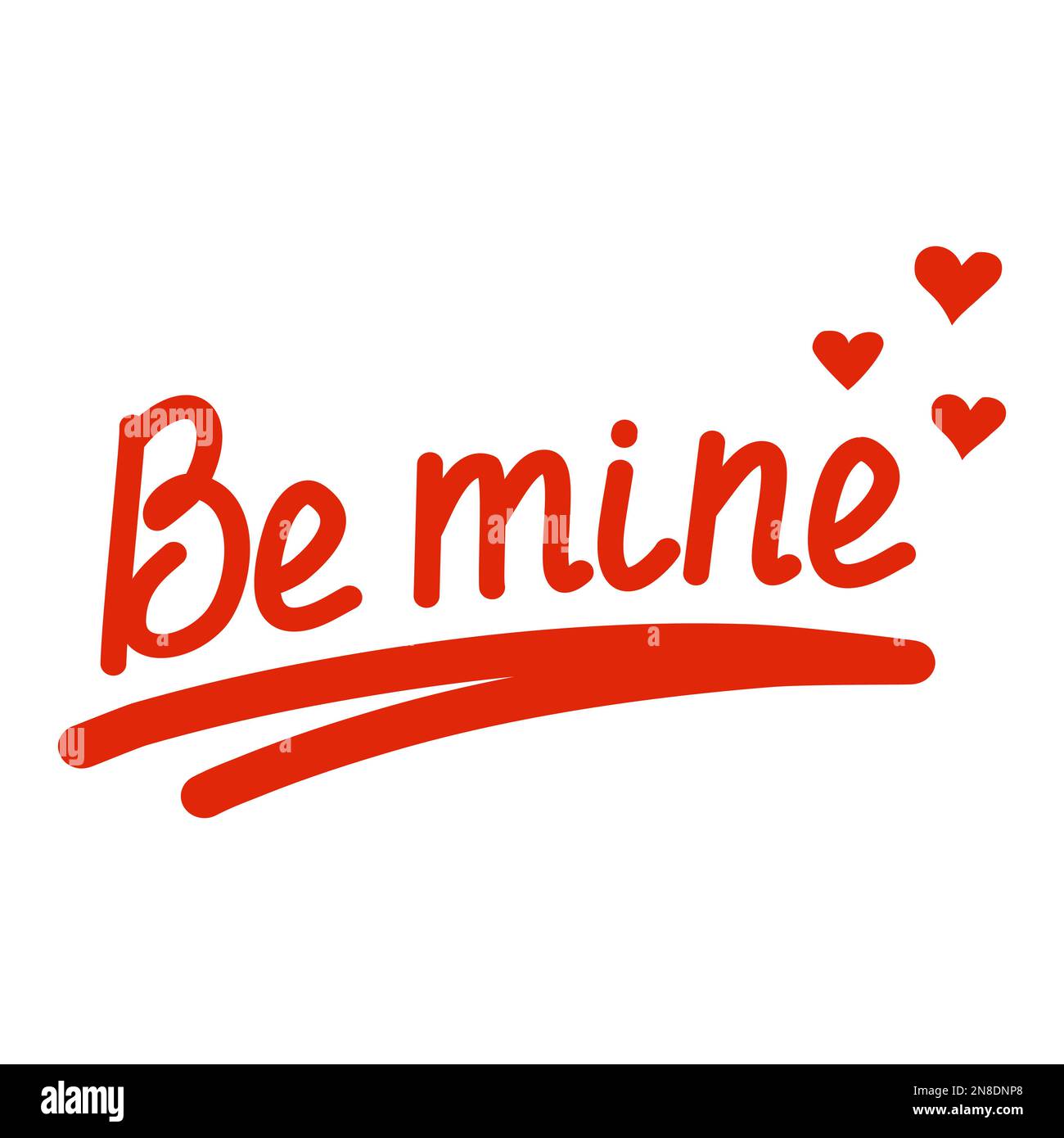 Hand lettering be mine with hearts, design element for Valentines day ...