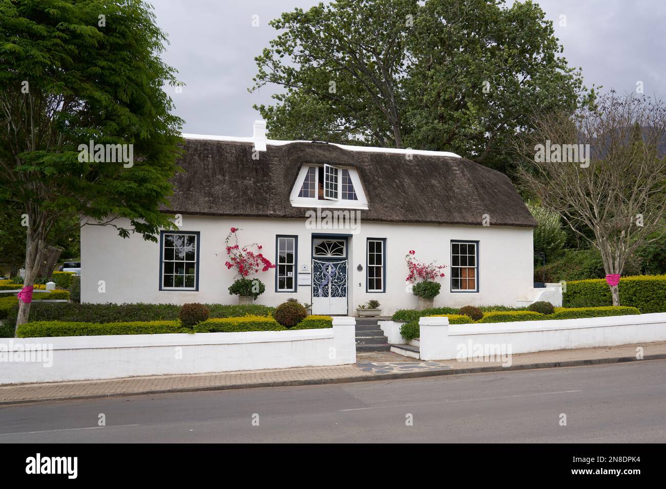 Historic buildings in the Cape Dutch style of architecture in the town