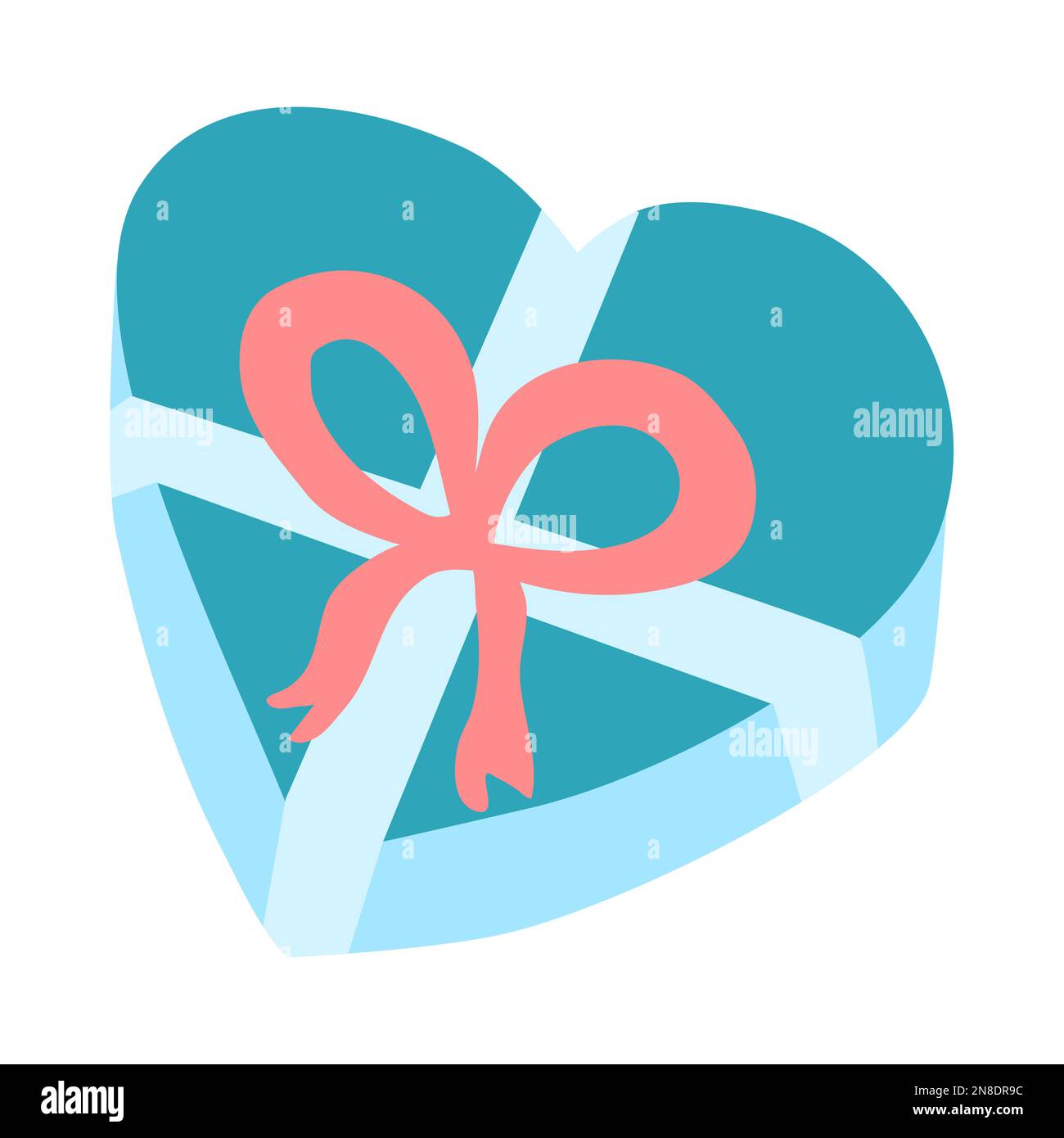 Heart shaped gift box, decorated with pink ribbon, design element for Valentines Day, vector illustration Stock Vector