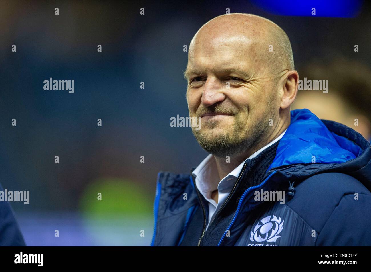 11th February 2023: Guinness Six Nations 2023. Scotland coach Gregor Townsend is all smiles after the Scotland v Wales, Guinness Six Nations match at BT Murrayfield,  Edinburgh. Credit: Ian Rutherford Alamy Live News Stock Photo
