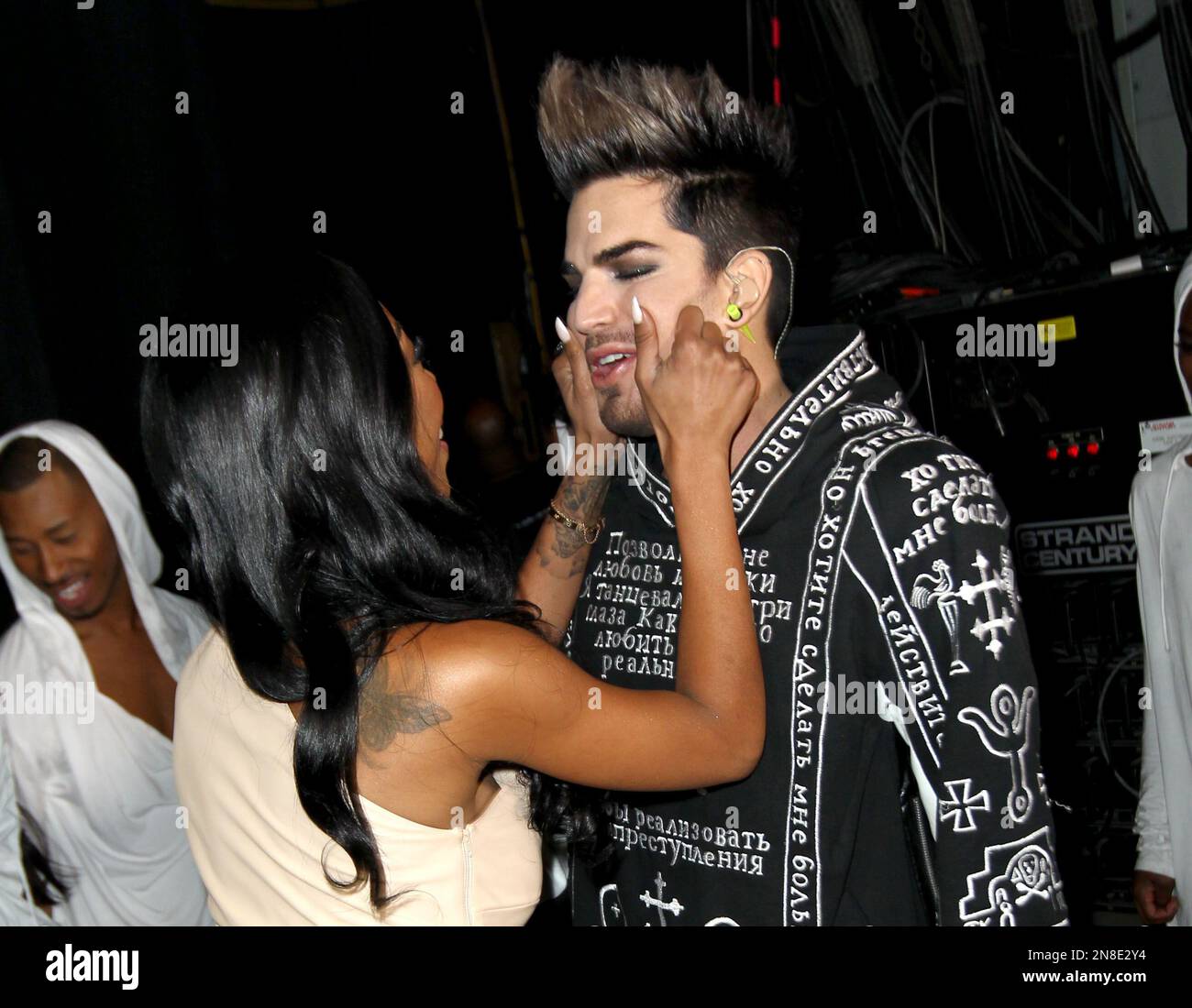 Brandy, left, and Adam Lambert are seen backstage at VH1 Divas on ...