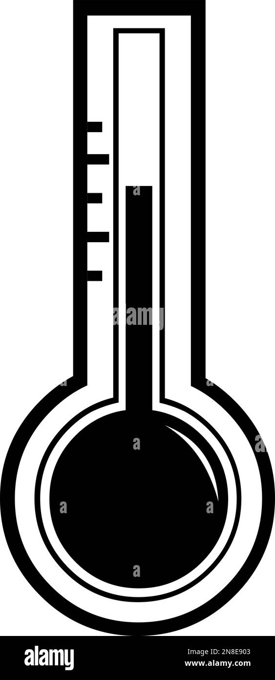vector illustration of a thermometer icon, drawn in black and white
