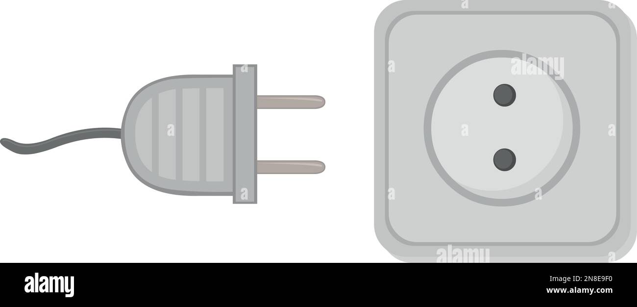 vector illustration of plug and wall socket cartoon Stock Vector Image