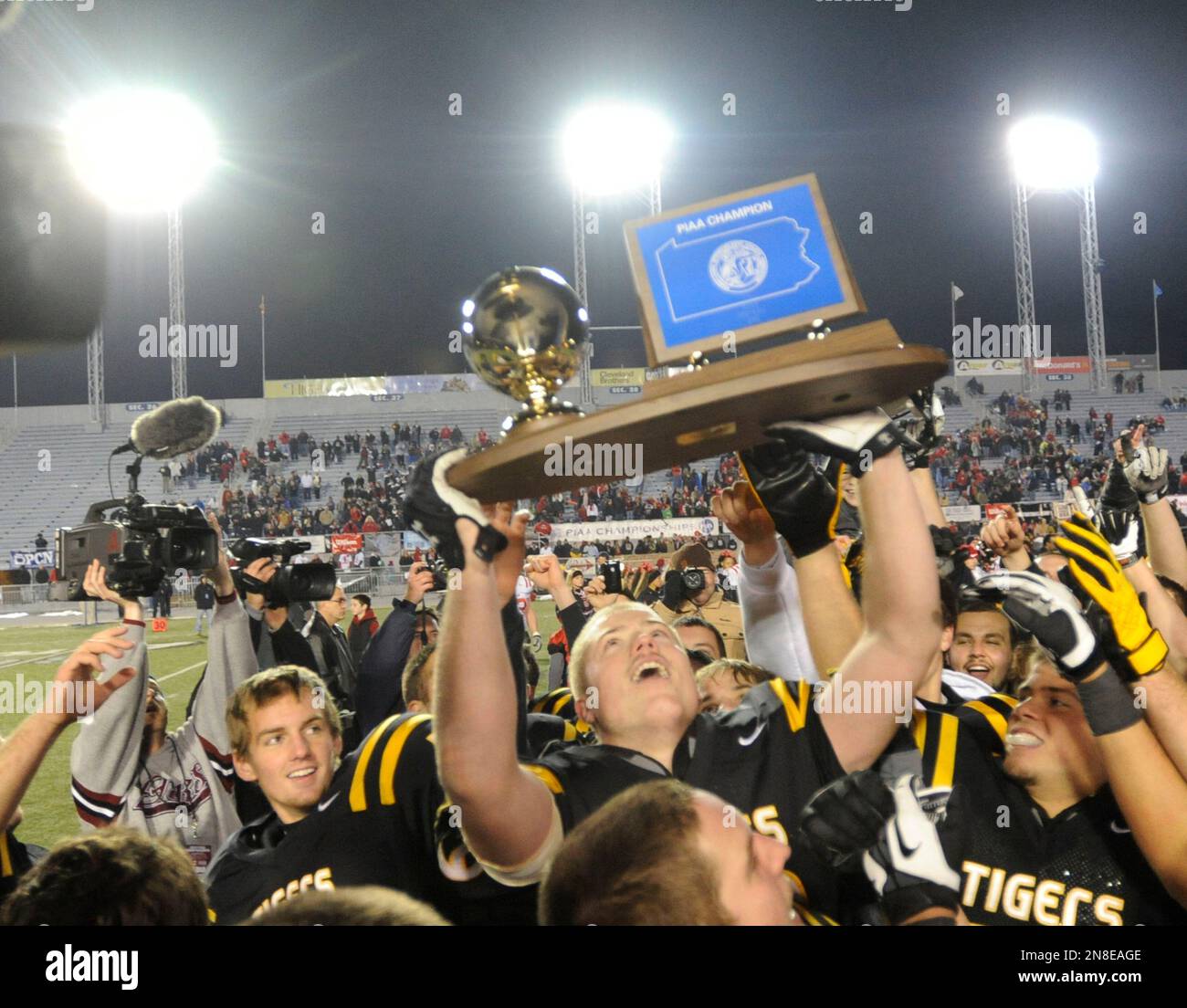 Members of the North Allegheny football team celebrate their 6328