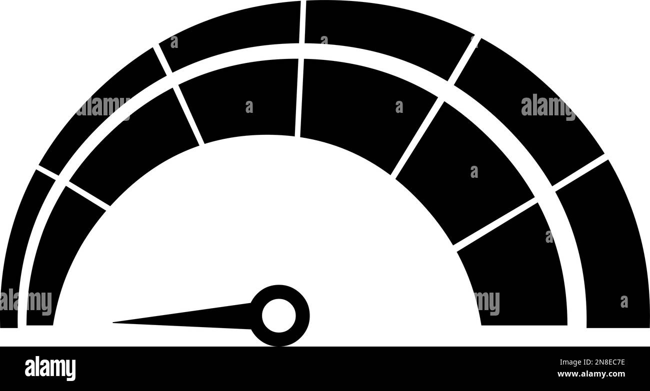 vector illustration of the black color silhouette of a speedometer icon