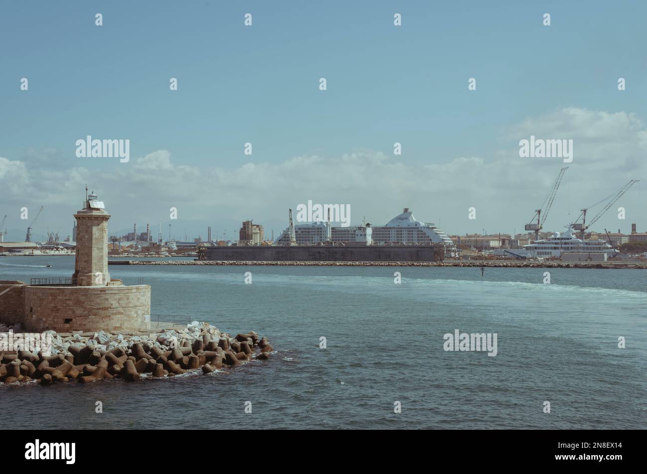 Livorno, Tuscany (Italy). Images of the port of Livorno during a working day Stock Photo