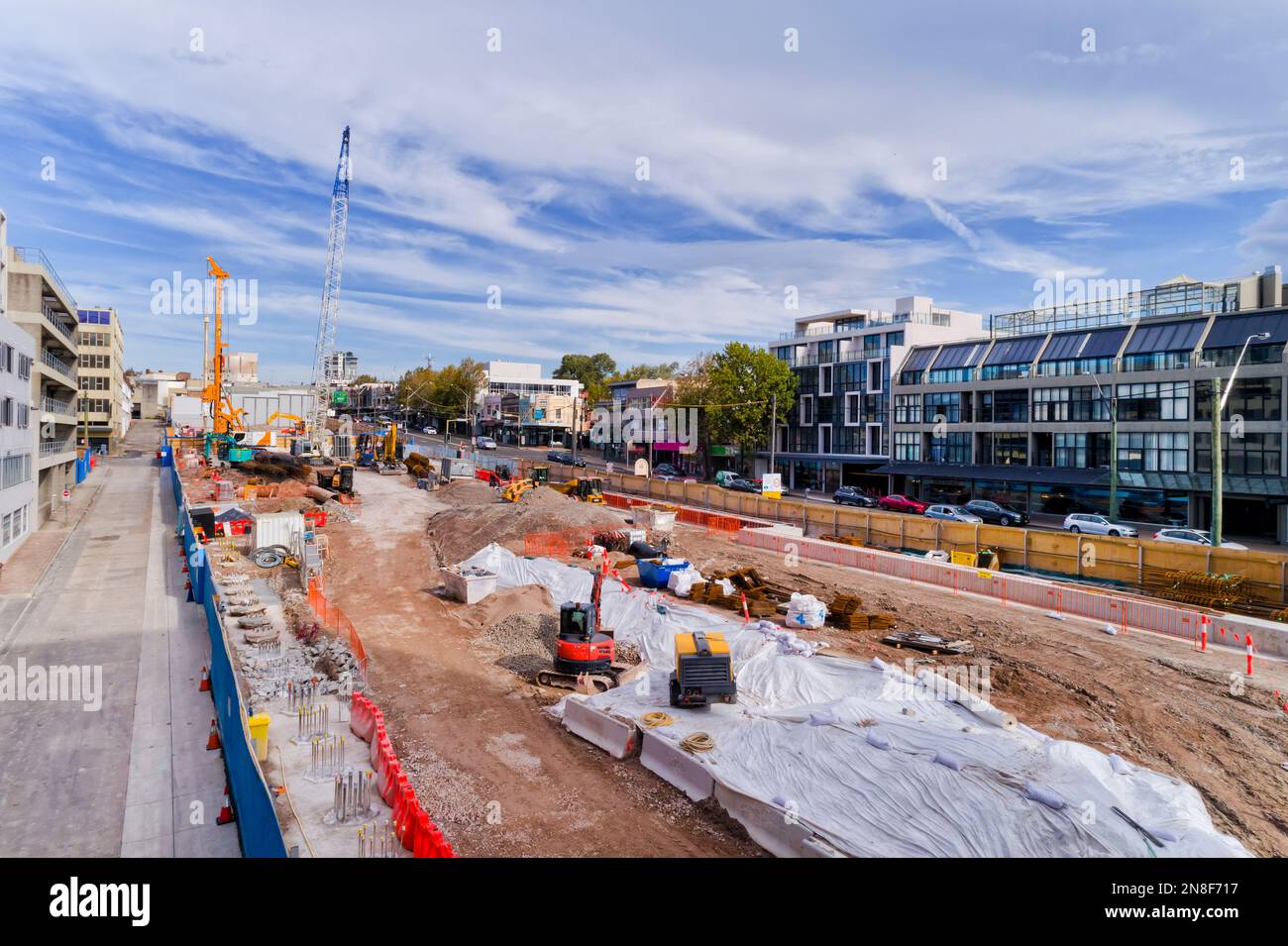 Construction site of new Sydney Metro train Station Crows Nest on Lower North Shore Stock Photo