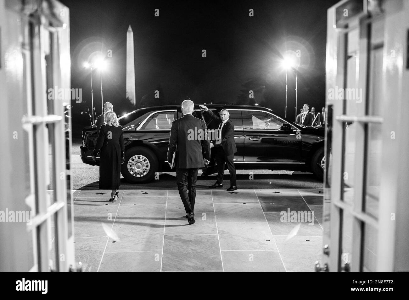 Washington, United States Of America. 07th Feb, 2023. Washington, United States of America. 07 February, 2023. U.S President Joe Biden and First Lady Jill Biden depart the White House by motorcade to deliver his State of the Union address to the joint session of Congress, February 7, 2023 in Washington, DC Credit: Adam Schultz/White House Photo/Alamy Live News Stock Photo
