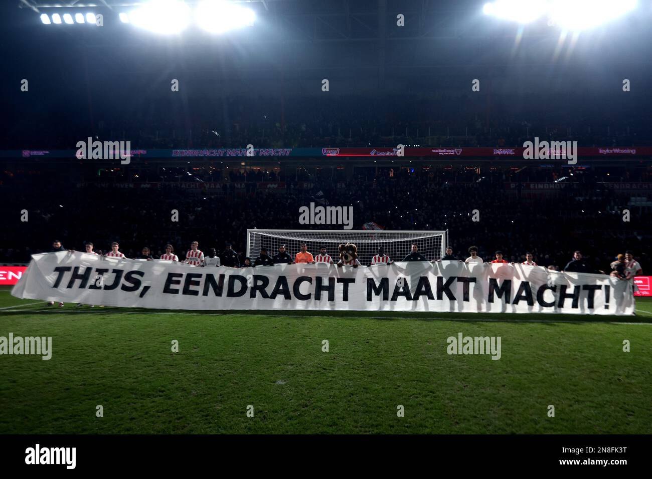 EINDHOVEN - PSV draws attention to stem cell donation after the Dutch premier league match between PSV Eindhoven and FC Groningen at the Phillips stadium on February 11, 2023 in Eindhoven, the Netherlands. ANP JEROEN PUTMANS Stock Photo